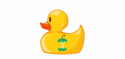 Cartoon yellow rubber duck with nf-core logo badge on its body with the nf-core logo.