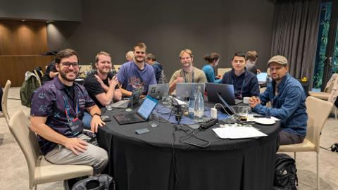 Topic project members during nf-core Hackathon 2025 in Barcelona