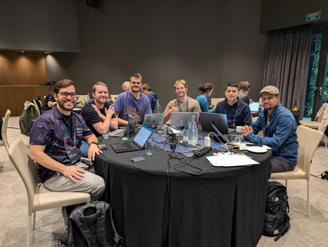 Topic project members during nf-core Hackathon 2025 in Barcelona